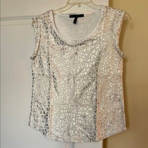 White House Black Market Metallic Gold Animal Print Tank Top